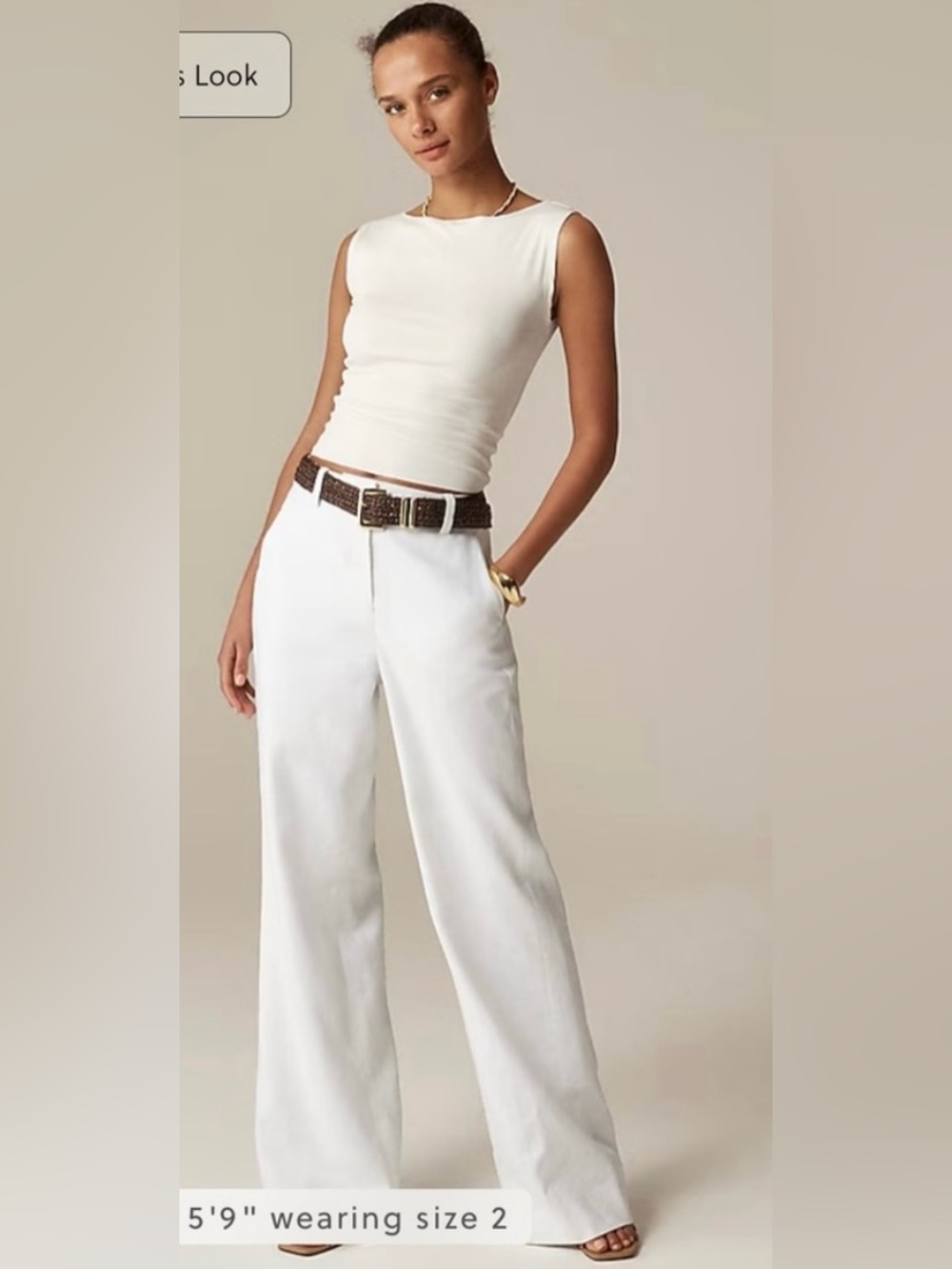J.Crew Carolina plus size flare pant in stretch linen blend in white